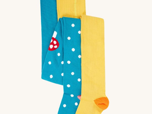 Frugi Norah Tights 2 Pack - Mushroom / Bumblebee