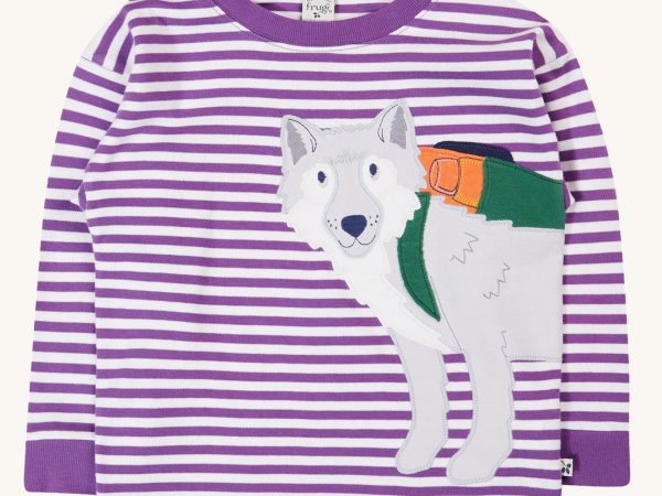 Frugi Otis Circular Top - Violet Stripe / Wolf
