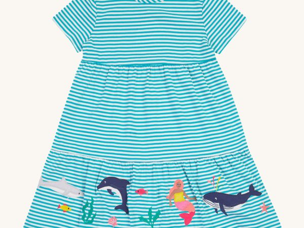 Frugi Pixy Dress - Sea Moss Stripe / Sealife