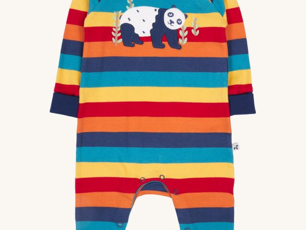Frugi Rowan Romper - Rainbow Stripe / Panda