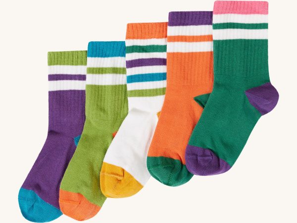 Frugi Reed Rib Socks 5 Pack - Rainbow