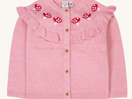 Frugi Romi Ruffle Cardigan - Pink / Mushroom