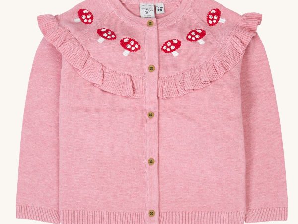 Frugi Romi Ruffle Cardigan - Pink / Mushroom