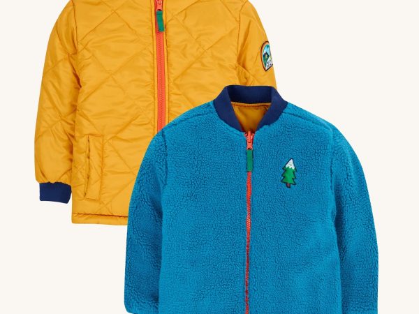 Frugi Robin Reversible Quilted Jacket - Gold / Blue
