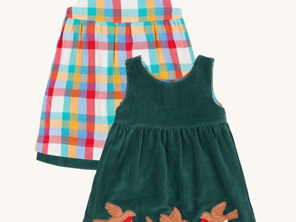 Frugi Rosalie Reversible Dress - Holly / Rainbow Check