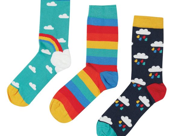 Frugi Rock My Socks 3 Pack- Pacific Aqua Rainbow