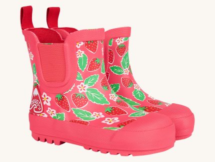 Frugi Rain Or Shine Short Wellington Boots - Strawberries