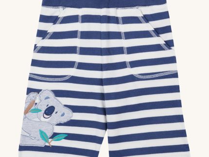 Frugi Sunny Applique Shorts - Navy Stripe / Koala