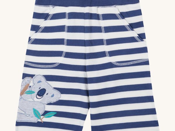 Frugi Sunny Applique Shorts - Navy Stripe / Koala