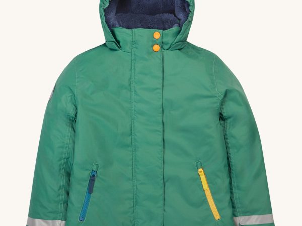 Frugi Snow And Ski Scene Coat - Holly Green / Mountains