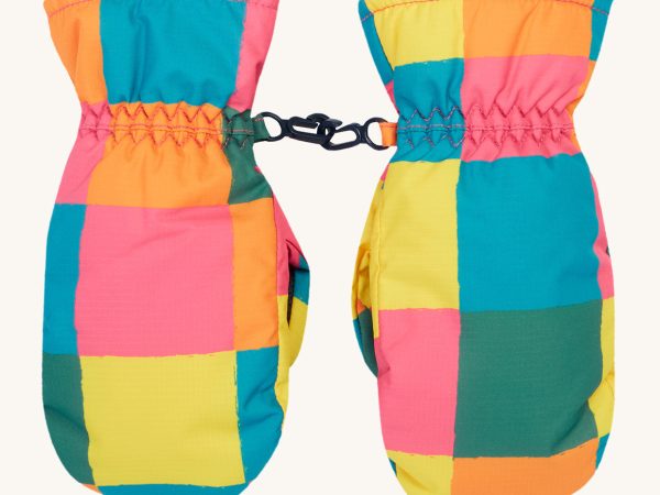 Frugi Snow and Ski Mittens - Rainbow Check
