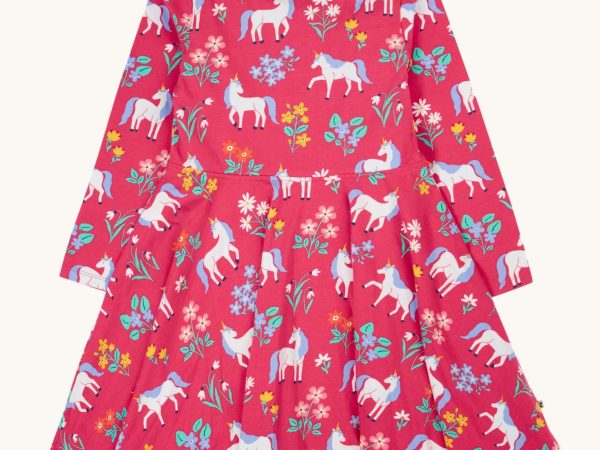 Frugi Sofia Skater Dress - Rose / Unicorn Floral