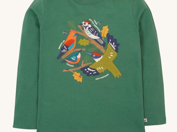 Frugi Terrific Applique Top - Green / Birds