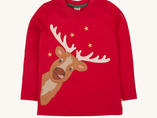 Frugi Terrific Circular Top - Berry Reindeer