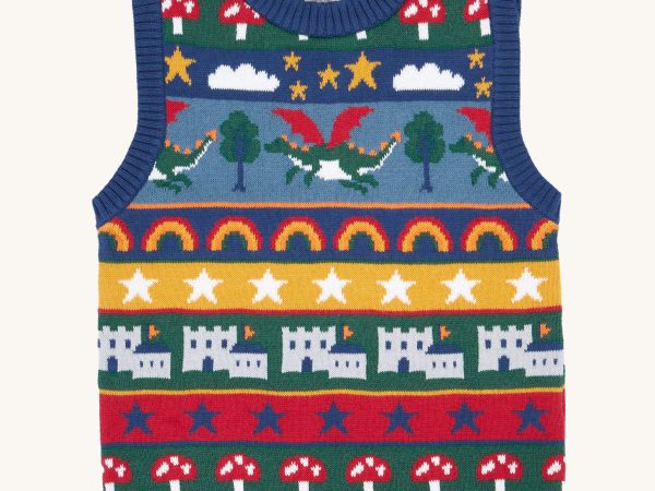Frugi Tavi Knitted Vest - Dragon Fair Isle