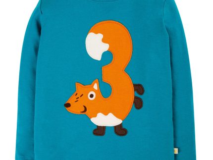 Frugi Tobermory Teal Fox Magic Number Top 3-4 Years