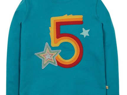 Frugi Tobermory Teal Star Magic Number Top 5-6 Years