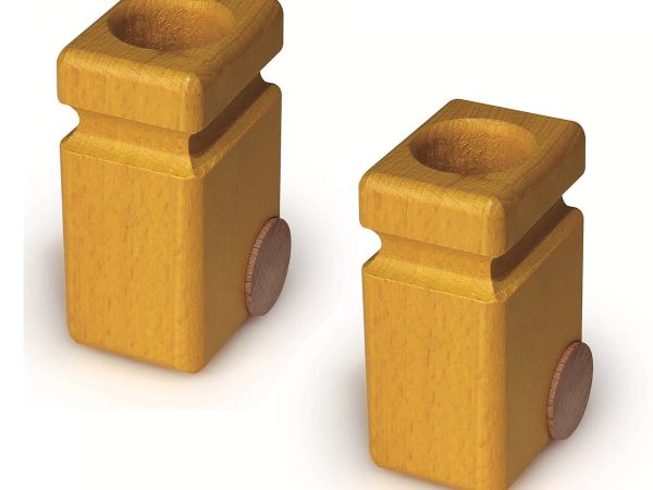 Fagus Wooden Garbage Cans - 2 Pack Yellow