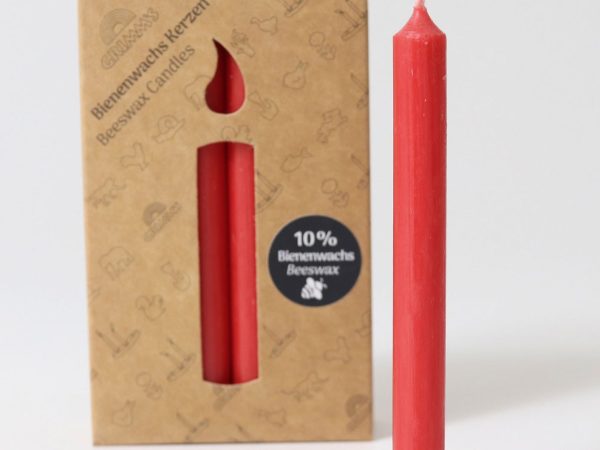 Grimm's Red 10% Beeswax Candles - 12