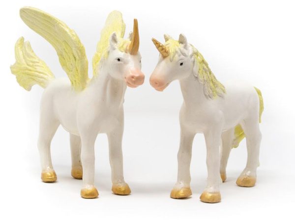 Green Rubber Toys Gold Unicorn & Pegasus - 2 Pack