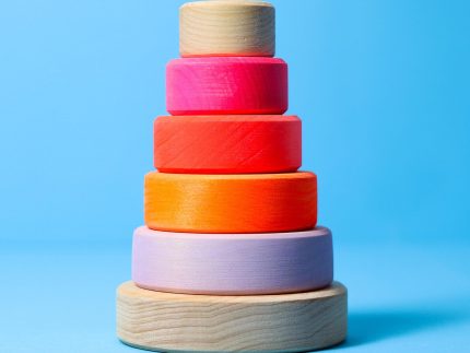 Grimm's Small Conical Stacking Tower - Neon Pink