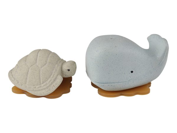 Hevea Squeeze 'n' Splash Bath Toys - Whale & Turtle Blue/Vanilla