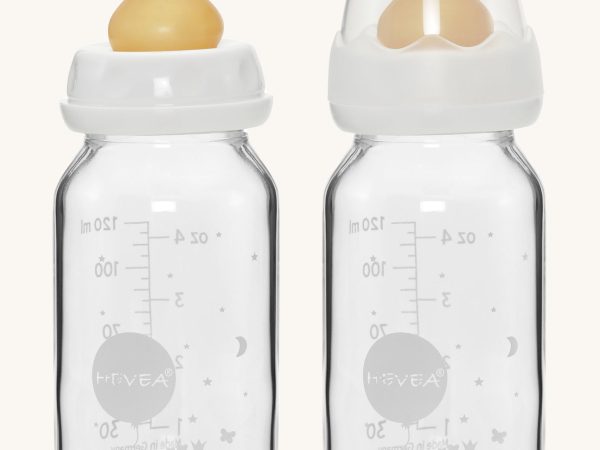 Hevea Standard Neck Glass Baby Bottle 2 Pack - 120ml