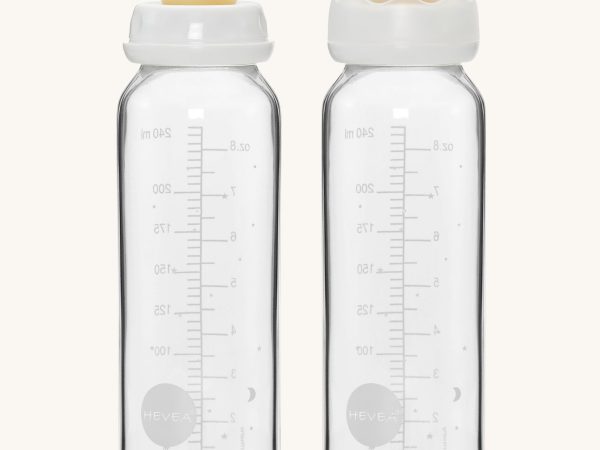Hevea Standard Neck Glass Baby Bottles 2 Pack - 240ml