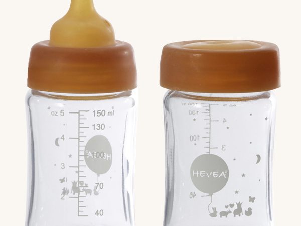 Hevea Wide Neck Glass Baby Bottles 2 Pack - 150ml