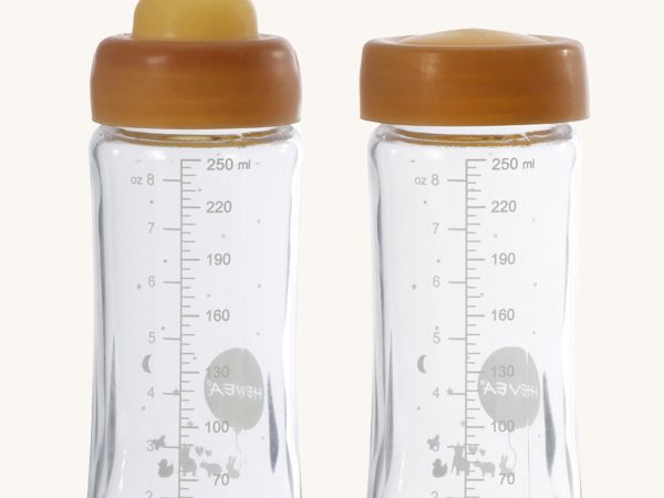 Hevea Wide Neck Glass Baby Bottles 2 Pack - 250ml