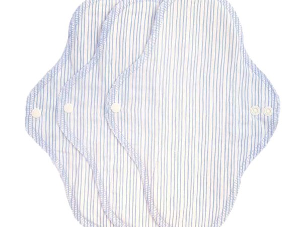 Imse Classic Cotton Flannel Regular Menstrual Pads 3 Pack - Denim Stripes