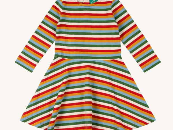 Little Green Radicals Long Sleeve Spinny Dress - Rainbow Stripes