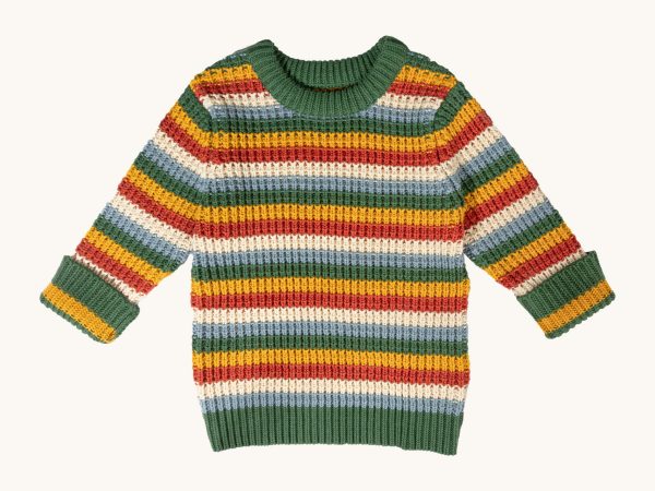 Little Green Radicals Knitted Jumper - Rainbow Waffle