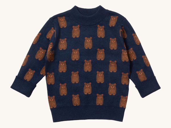 Little Green Radicals Knitted Jumper - Navy Teddy Bears