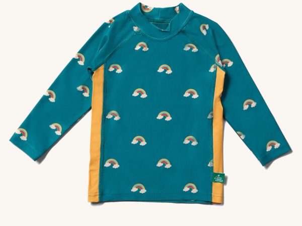Little Green Radicals Swim Rash Vest - Teal Rainbows