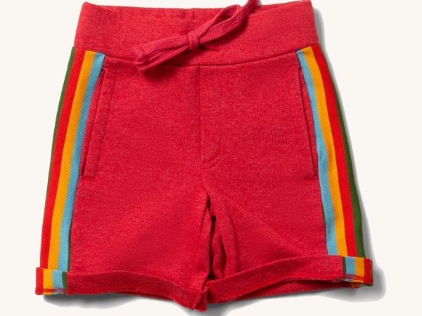 Little Green Radicals Comfy Jogger Shorts - Red Rainbow