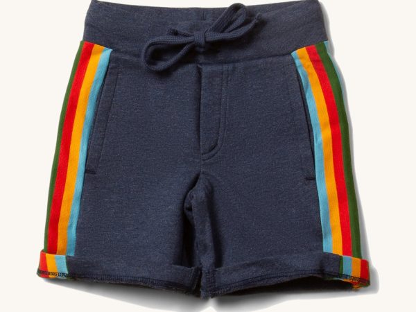 Little Green Radicals Comfy Jogger Shorts - Navy Rainbow