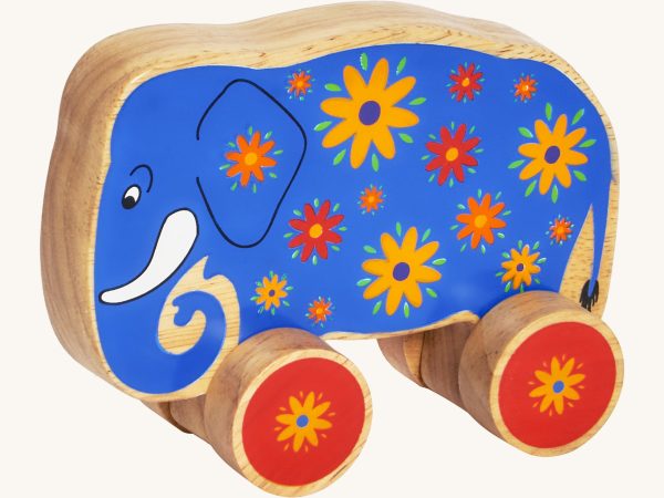 Lanka Kade Elephant Push Along - Blue Flower