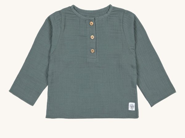 Lassig Long Sleeve Muslin Shirt - Petrol Green