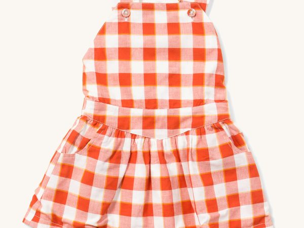 LGR Soft Red Checkered Pinafore Dress