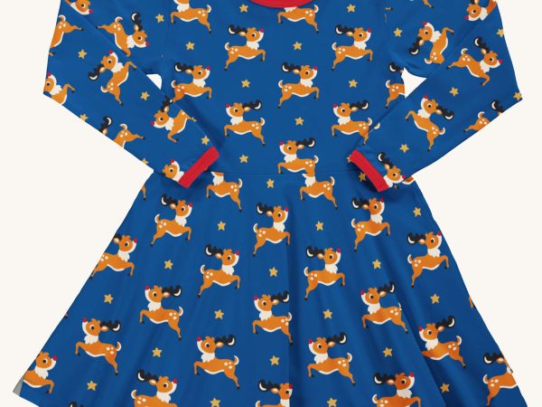 Maxomorra Reindeer Long Sleeve Circle Dress