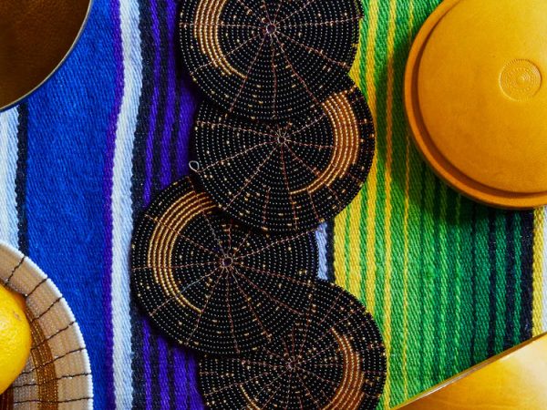 MADE51 Refugee Made Beaded Crescent Moon Coaster Set