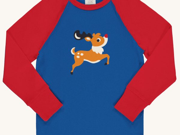 Maxomorra Reindeer Raglan Long Sleeve Top