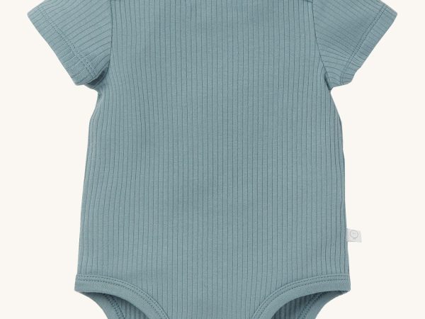 MORI Ribbed Short Sleeve Bodysuit - Sky