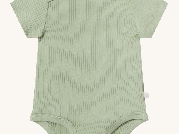 MORI Ribbed Short Sleeve Bodysuit - Sage