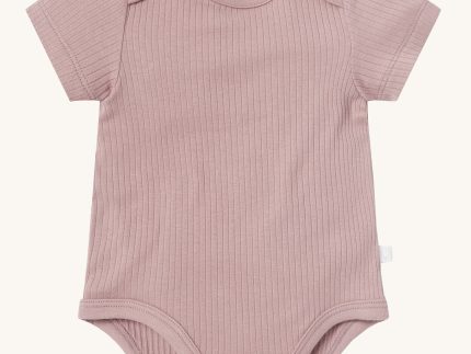 MORI Ribbed Short Sleeve Bodysuit - Rose