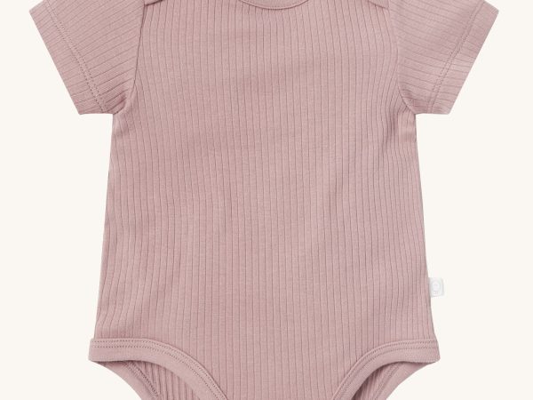 MORI Ribbed Short Sleeve Bodysuit - Rose