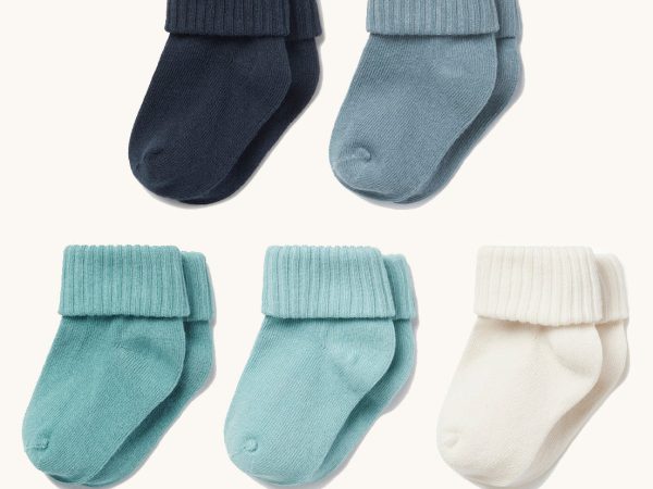 MORI Ribbed Socks 5 Pack - Blue Mix