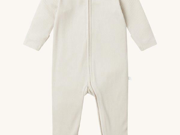 MORI Ribbed Two Way Zip Sleepsuit - Ecru