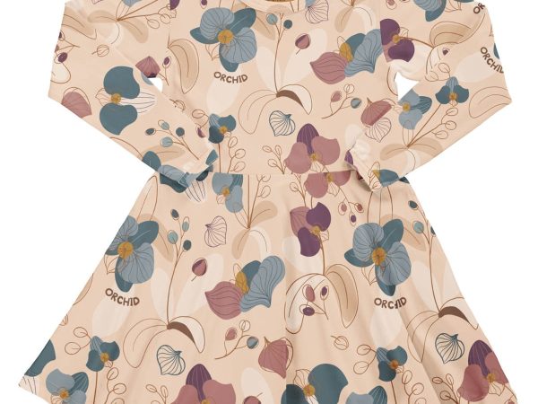 Meyadey Tropical Orchid Long Sleeve Circle Dress